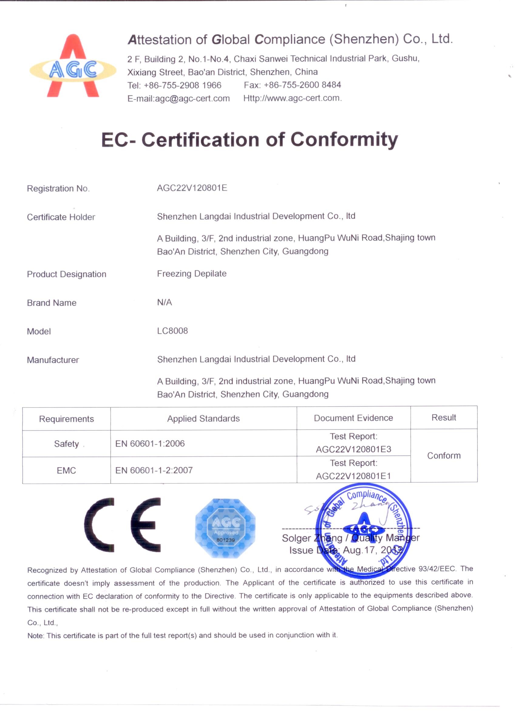 চীন Shenzhen Langdai Industrial Development Co., Ltd. সার্টিফিকেশন